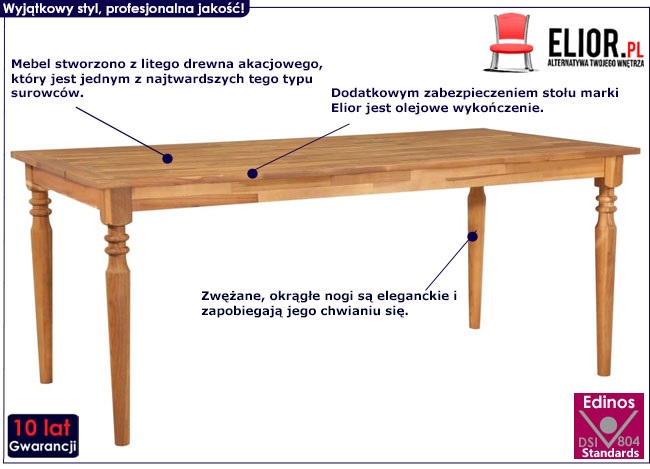 Produkt Stół z drewna akacjowego Kenzic 3X – brązowy