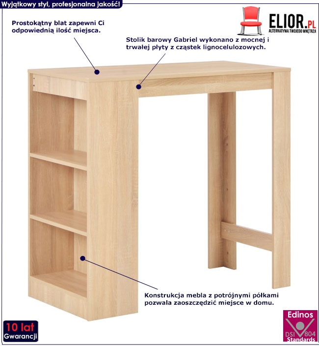 Produkt Stolik barowy nowoczesny April – dębowy