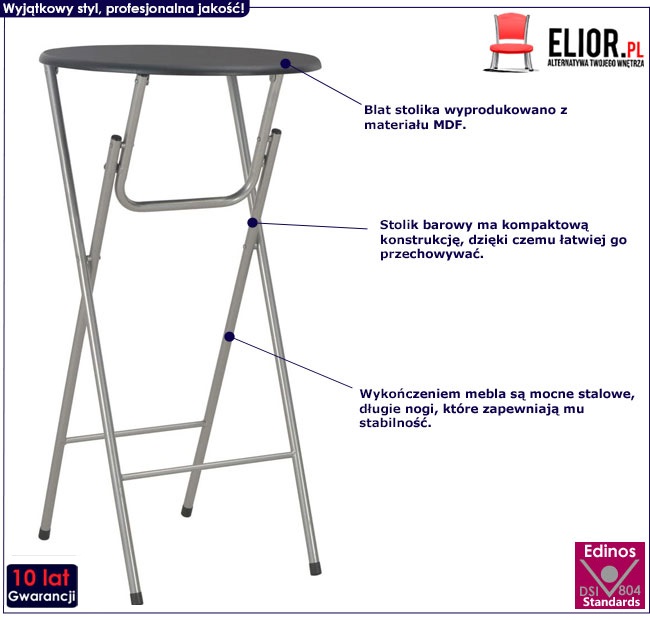 Produkt Stolik barowy Ravel 2X – czarny 