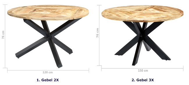 Produkt Okrągły stół z drewna mango – Gebel 2X