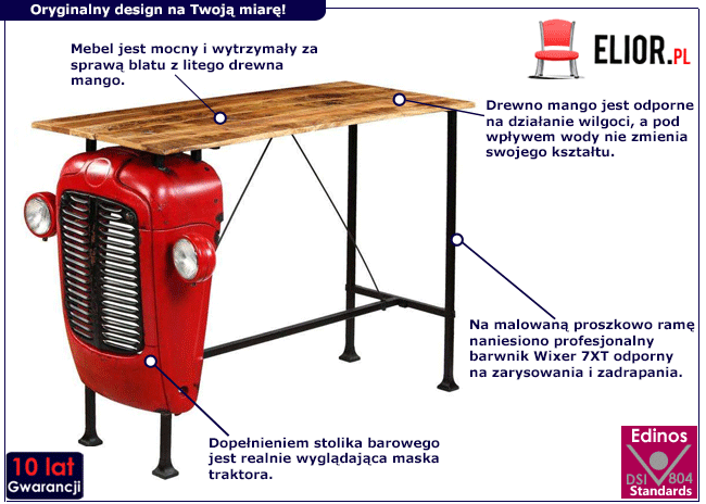 Produkt Stolik barowy traktor 60 x 150 cm – Keran 4X