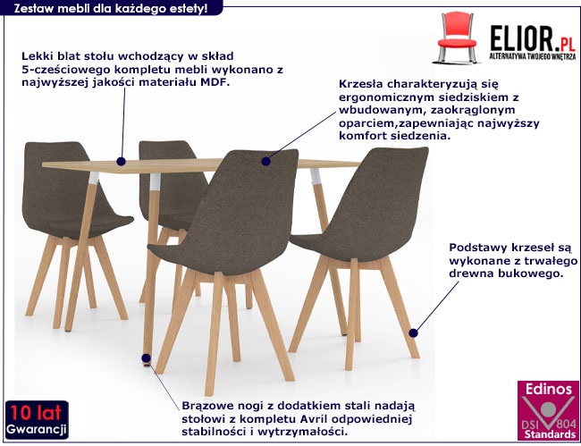  Szarobrązowy 5-częściowy zestaw mebli – Garewa