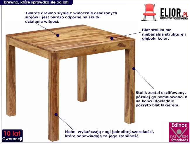 Tradycyjny stolik z drewna sheesham  Warnes 2X
