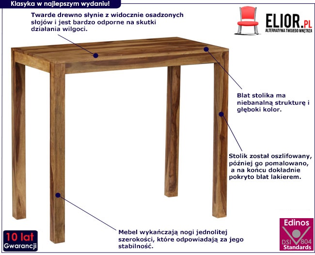 Tradycyjny stolik z drewna sheesham – Warnes 3X