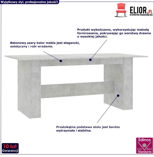 Produkt Stół loftowy jadalniany Wixus – betonowy szary