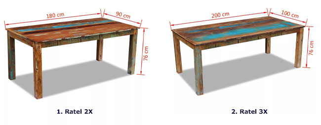 Produkt Wielokolorowy stół z drewna odzyskanego – Ratel 2X - zdjęcie numer 2