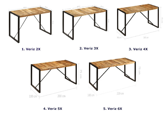 Produkt Industrialny stół z drewna 80x160 – Veriz 3X