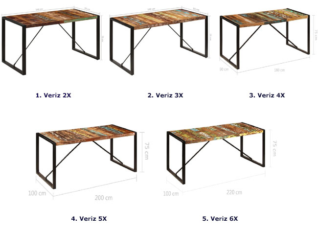 Produkt Wielokolorowy stół industrialny 80x160 – Veriz 3X