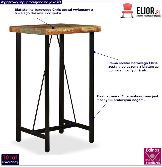 Produkt Wielokolorowy stolik z odzyskanego drewna – Chris 2X