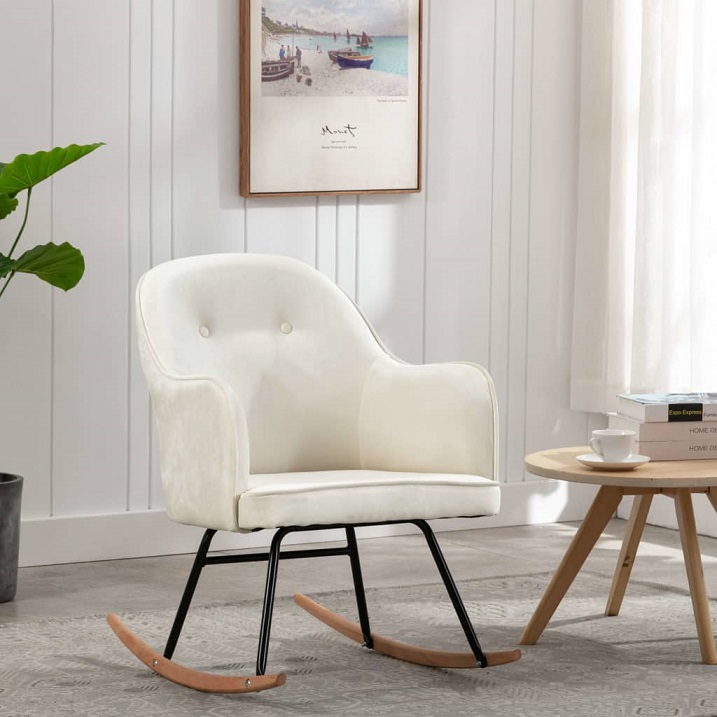 Produkt Kremowy aksamitny fotel bujany – Revers  - zdjęcie numer 2