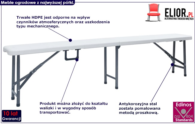 Zestaw białych ławek ogrodowych Estella