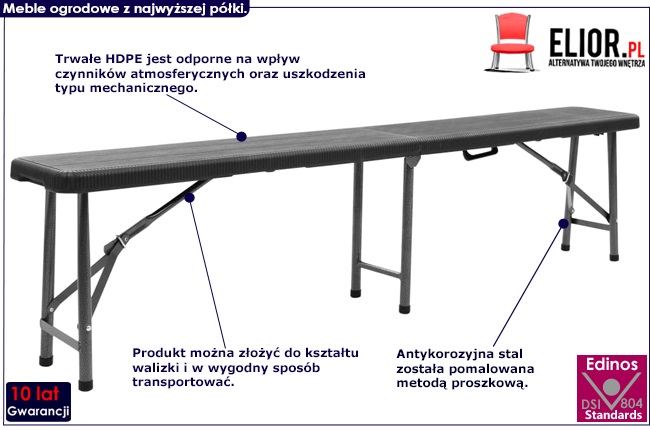 Zestaw czarnych ławek ogrodowych Estella