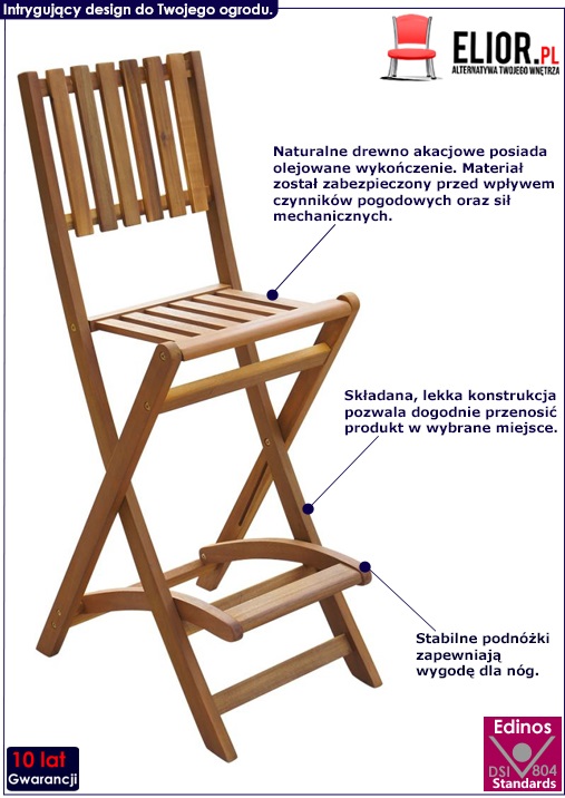Zestaw drewnianych krzeseł ogrodowych Aliya