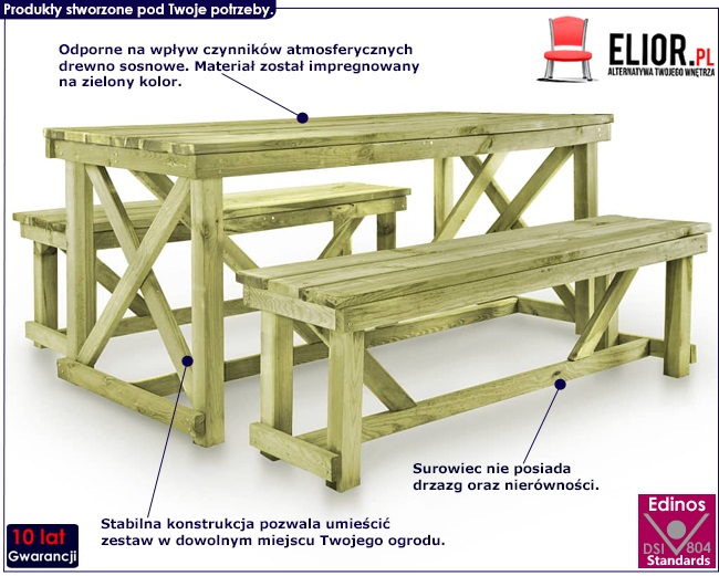 zestaw drewnianych mebli ogrodowych benet