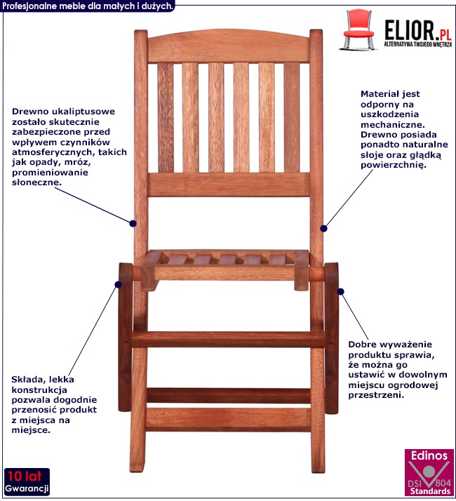 Zestaw drewnianych krzeseł ogrodowych dla dzieci Pecco