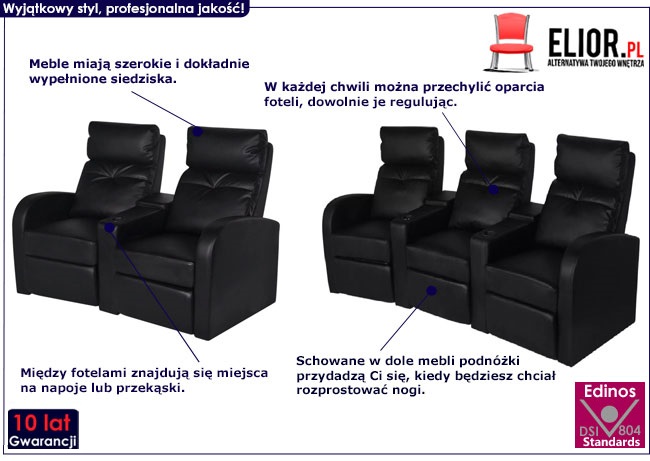 Produkt Zestaw dwóch foteli kinowych Mevic 4X – czarne