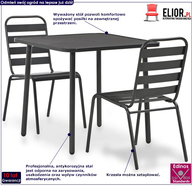 zestaw metalowych mebli ogrodowych mantar 2x szary