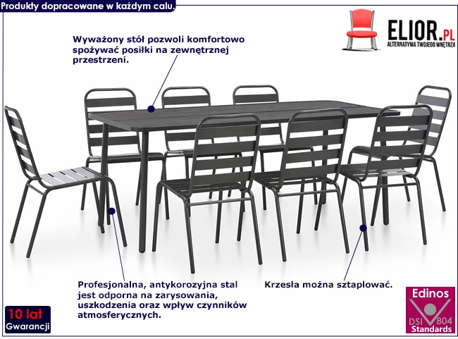 zestaw metalowych mebli ogrodowych mantar 5x szary