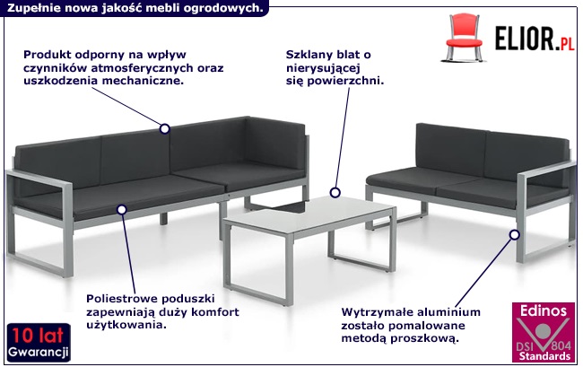 Zestaw nowoczesnych mebli ogrodowych Conway