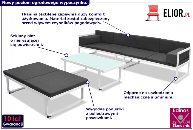 Zestaw nowoczesnych mebli ogrodowych Mola