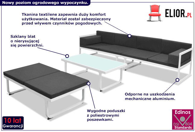 Zestaw nowoczesnych mebli ogrodowych Everett