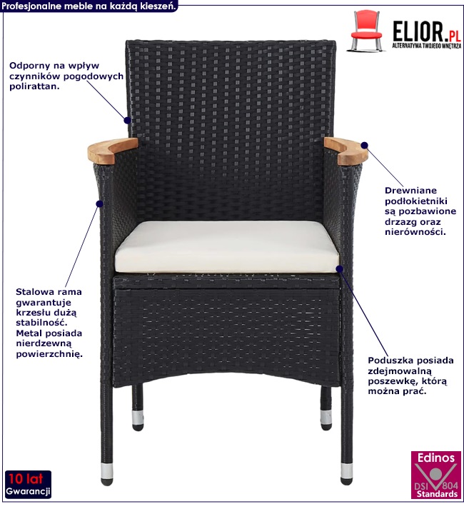 zestaw polirattanowych krzeseł ogrodowych ella