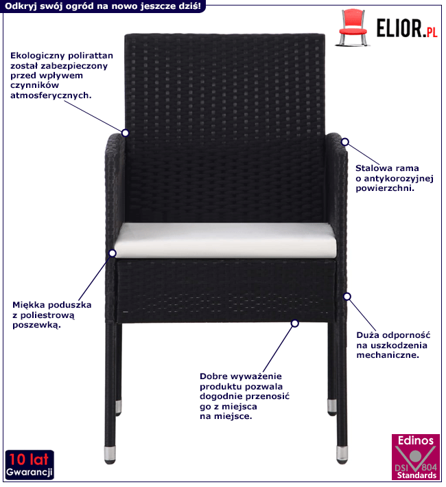 Zestaw polirattanowych krzeseł ogrodowych Elber infografika