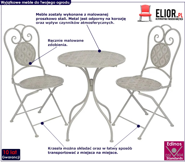 zestaw szarych mebli ogrodowych lamia
