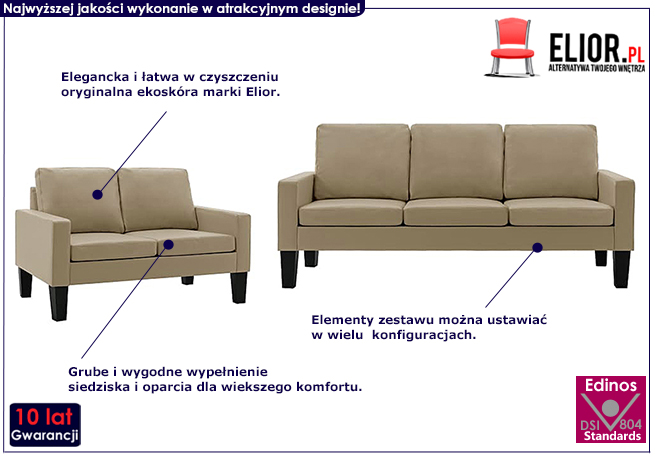 Komplet wypoczynkowy cappuccino Zuria 2C