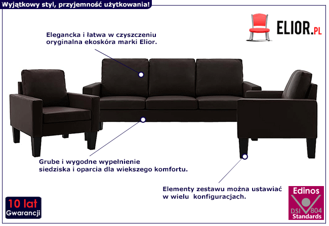 6-osobowy komplet wypoczynkowy brązowy Zuria 2D