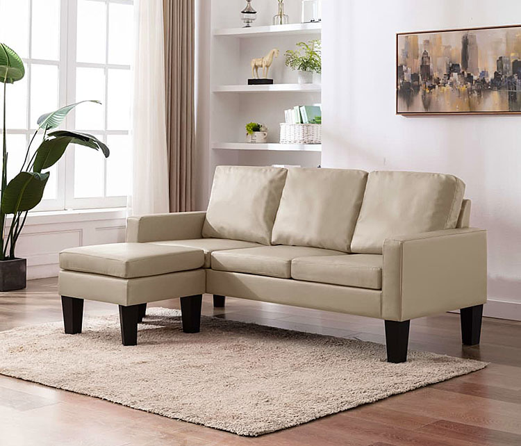 Sofa cappuccino z ekoskóry Zuria 3Q