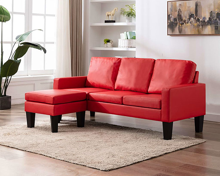 Sofa czerwona z ekoskóry Zuria 3Q