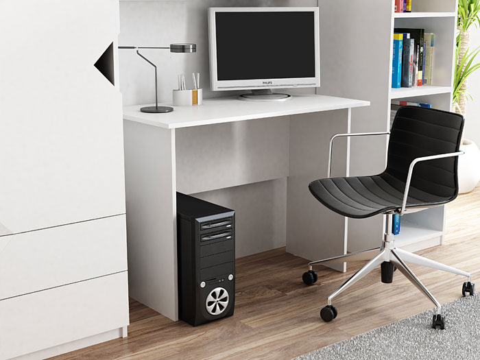 Białe biurko pod komputer, laptop 100x50 cm Luniko