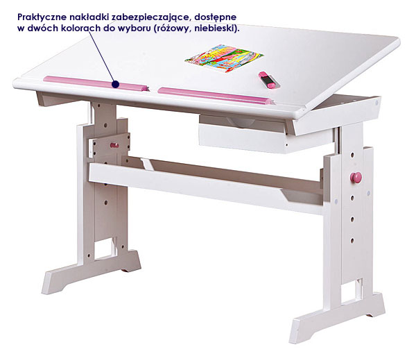 biurko dla dziewczynki Patma różowe, białe