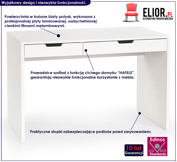 biurko w kolorze białym foxim