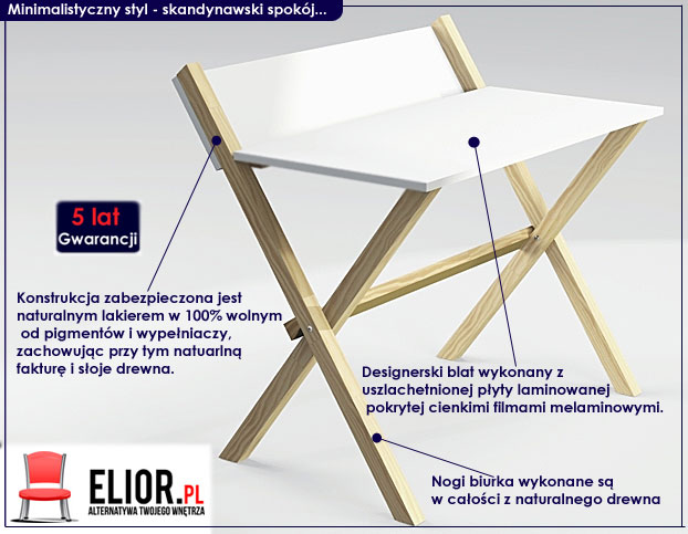 skandynawskie białe biurko Kizo Z3