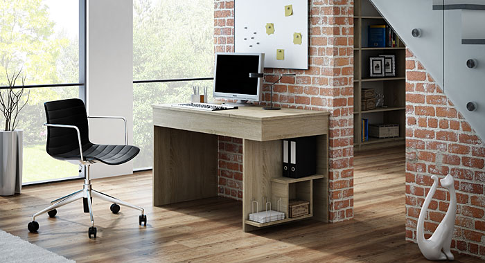 Biurko z otwieranym schowkiem dąb sonoma Moreli