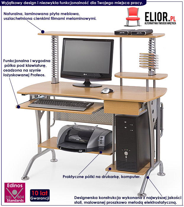 biurko na laptopa z nadstawką Erica