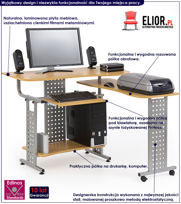 biurko z wysuwaną półką Erica 3X