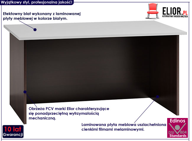 Biurko komputerowe 120x60 cm białe, wenge Hirell
