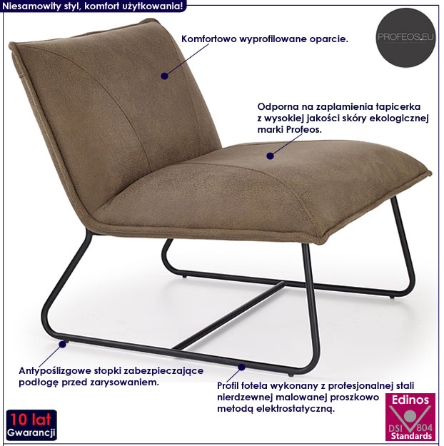 Beżowy fotel tapicerowany do salonu Nika