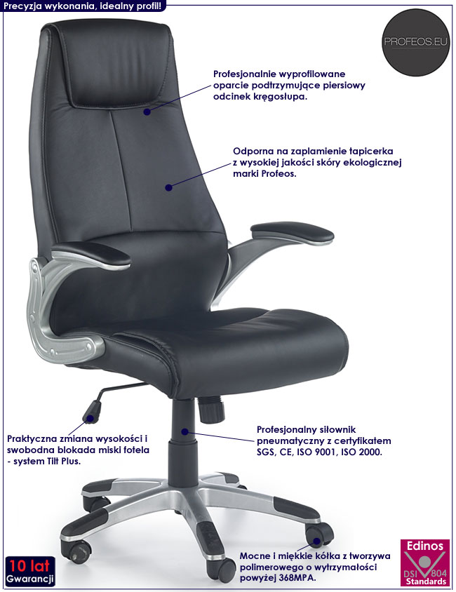 Czarny fotel obrotowy do komputera Hazo