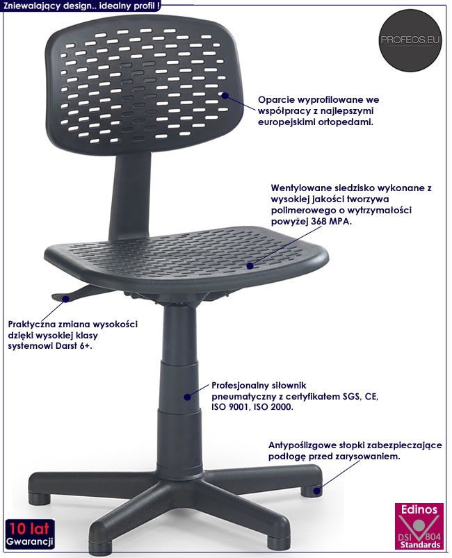 Czarny wentylowany fotel młodzieżowy do biurka Colar