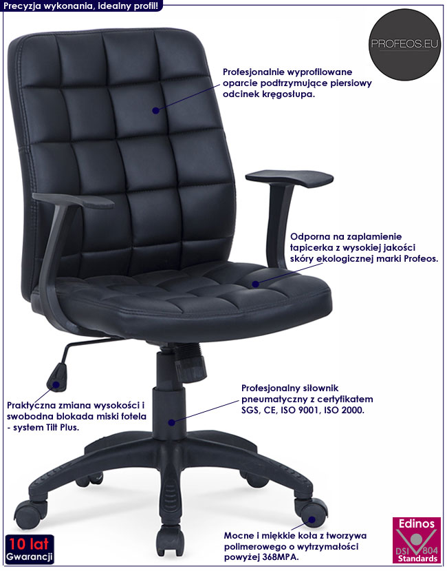 biurowy fotel obrotowy brązowy czarny do komputera Peria