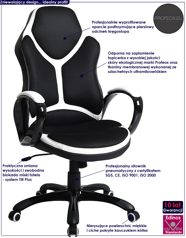 czarny fotel obrotowy biurowy Palmira krzesło do biurka