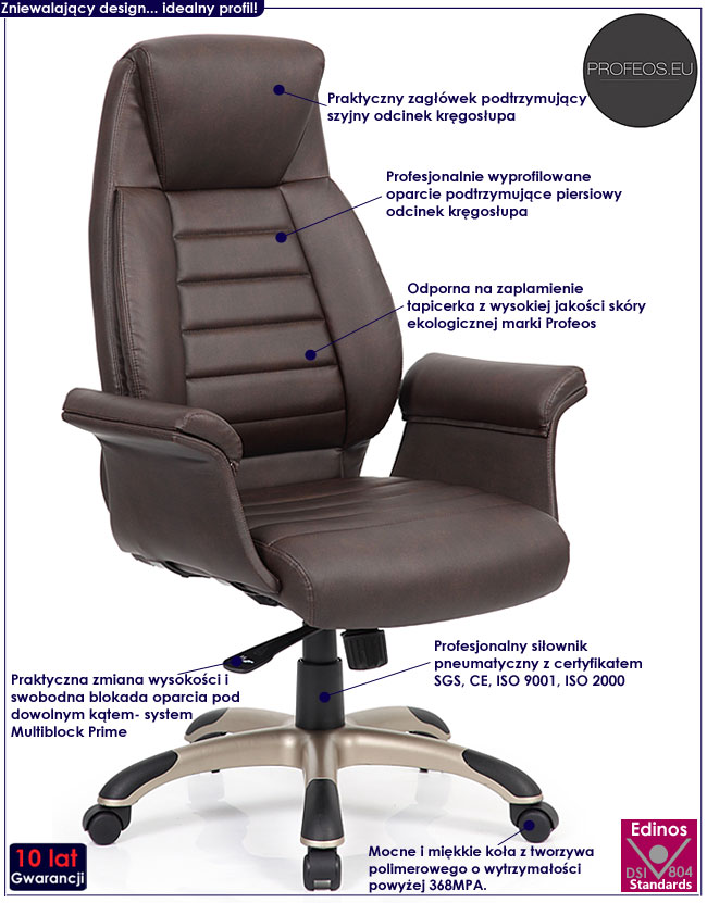 brązowy fotel obrotowy multiblock do biurka Epix