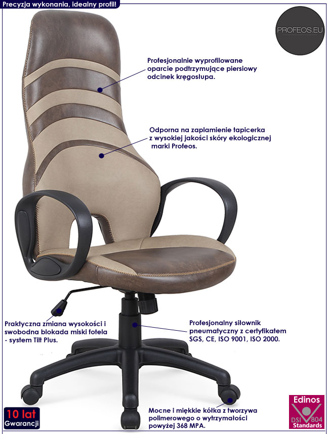 aluminiowy fotel obrotowy do biura komputera czarny Reforso