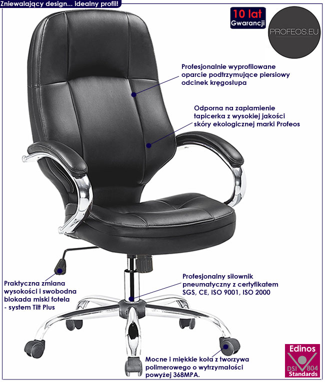 nowoczesny fotel obrotowy biurowy Isaro czarny