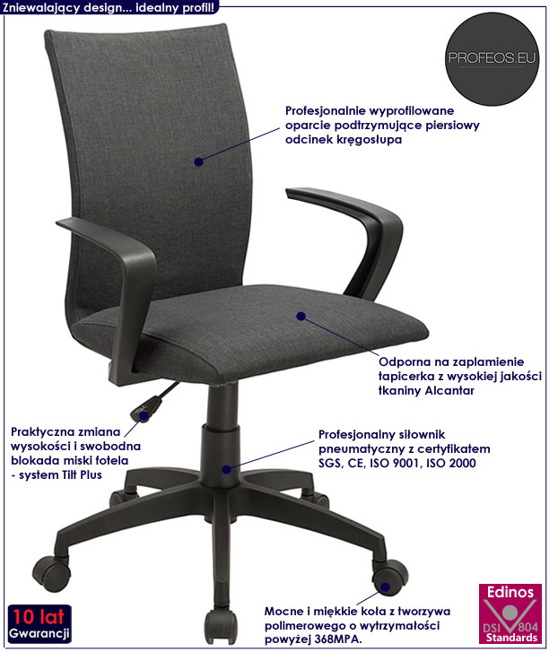 fotel biurowy szary Frexis do komputera