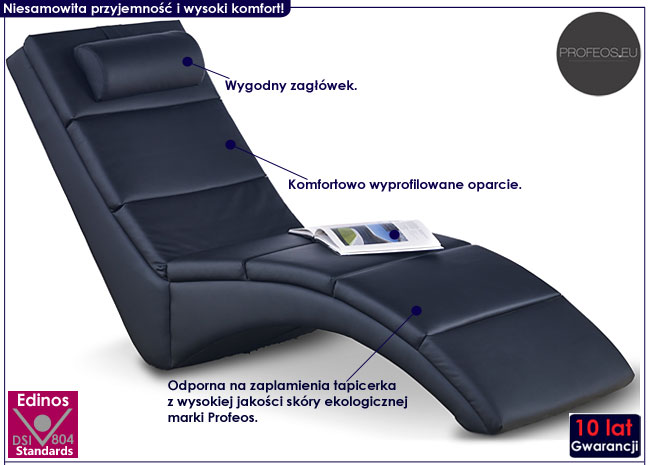 Czarny szezlong do leżenia, czytania Calan